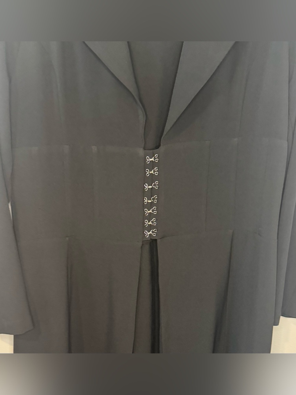VENUS Black Longline Blazer Duster Jacket Womens 18 Corset Lace Back Hook & Eye - Picture 3 of 8